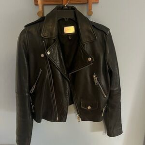 Mango Black Leather Biker Jacket